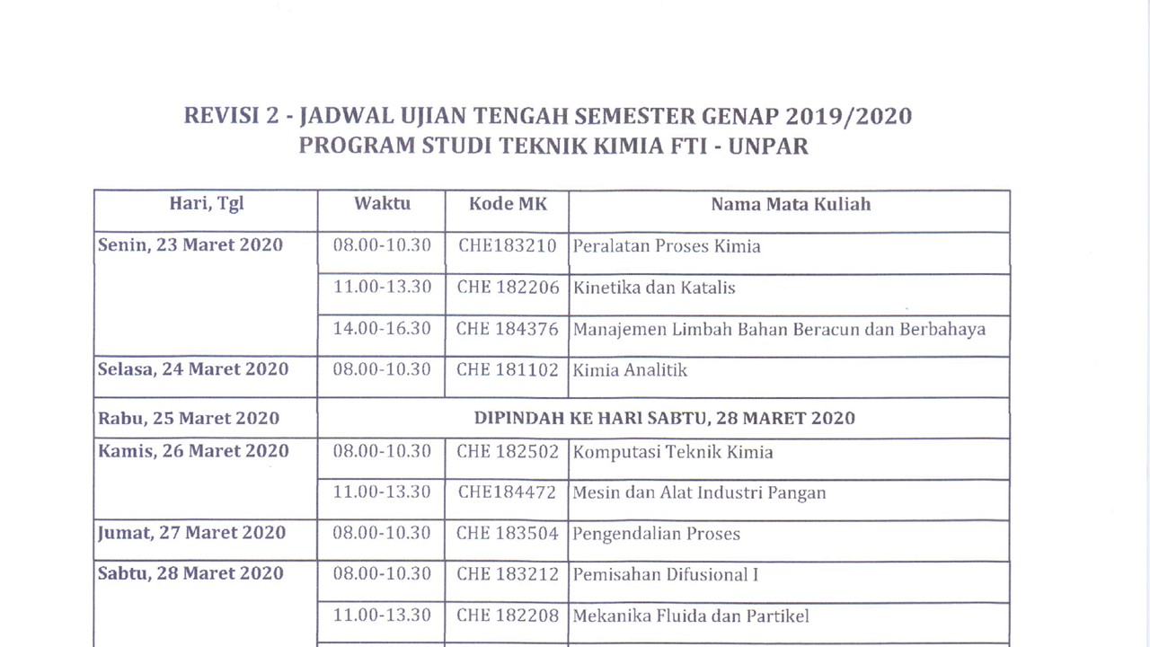 [PENGUMUMAN] Revisi Jadwal UTS Semester Genap 2019/2020