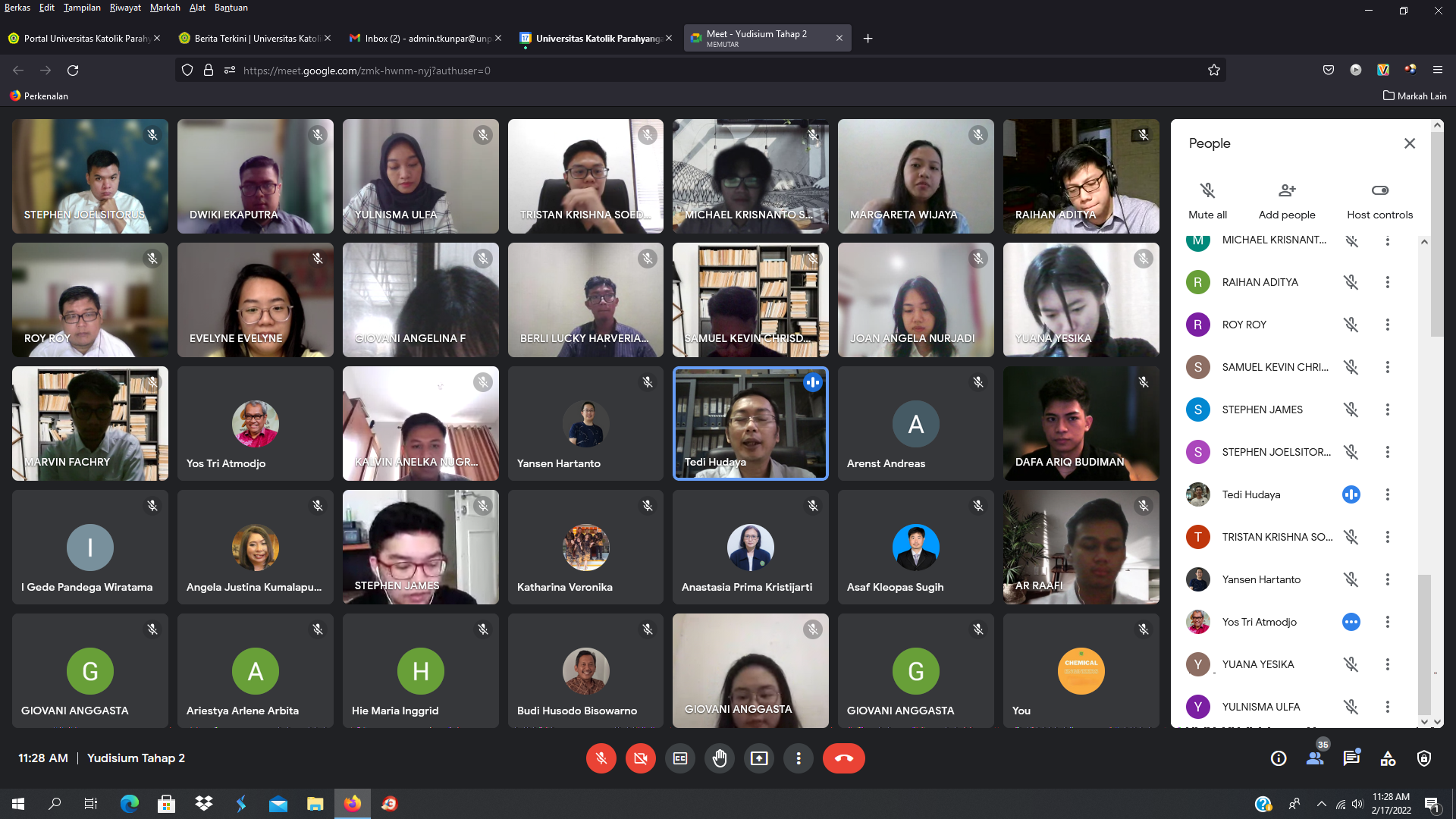 Yudisium TK UNPAR Semester Ganjil 2021/2022