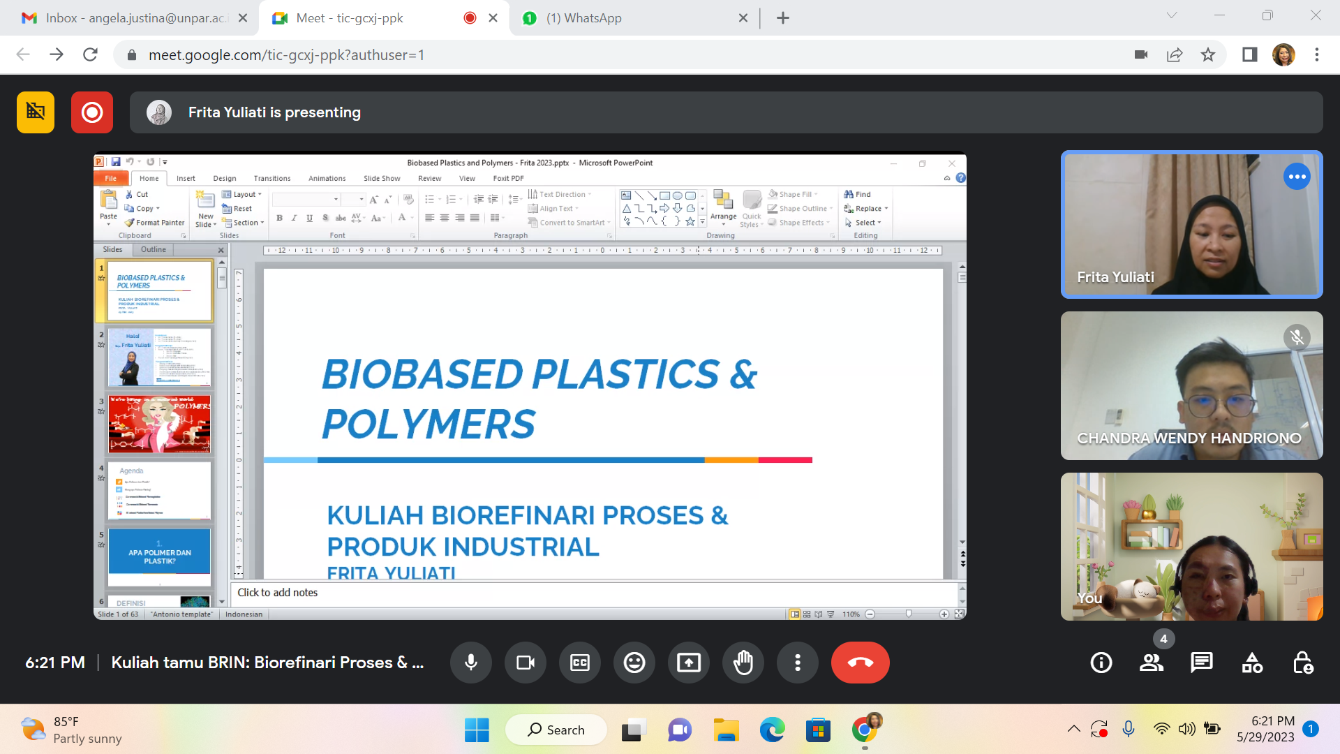 Kuliah Tamu Biorefinari Proses & Produk Industrial